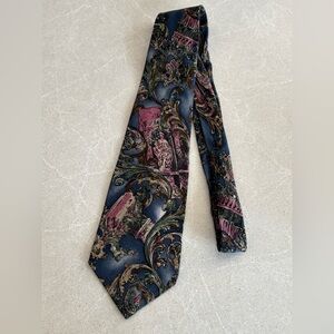 Eaton Men’s Vintage Paisley 100% Silk Tie Baroque Pattern Italian Design Pink